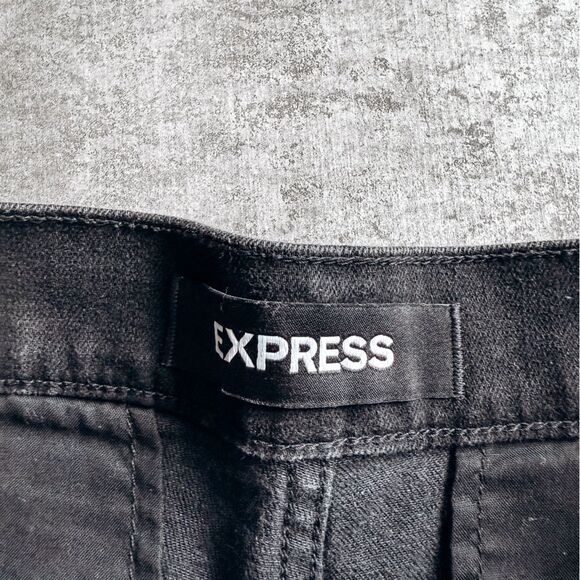 Express Black Exposed Button Fly High Rise Shortie Shorts Size 2 - Picture 2 of 5